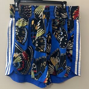 Farm Rio Adidas Shorts Vibrant Blue Butterfly Print Women's Athletic Shorts